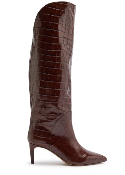 Paris Texas Gaia 60 Crocodile-effect Leather Knee-high Boots In Brown