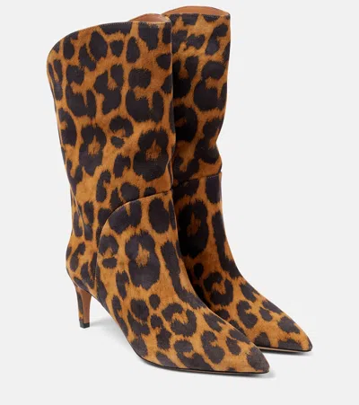 Paris Texas Gaia 60 Leopard-print Suede Boots In Brown