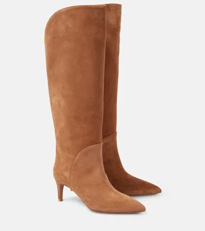 Paris Texas Gaia 60 Suede Boots In Beige