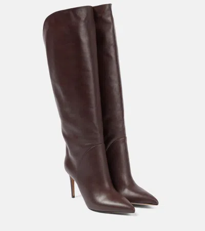 Paris Texas Gaia 85 Leather Knee-high Boots In Brown