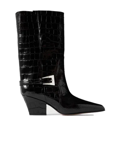 Paris Texas Glossed-leather Knee Boots In Animal Print