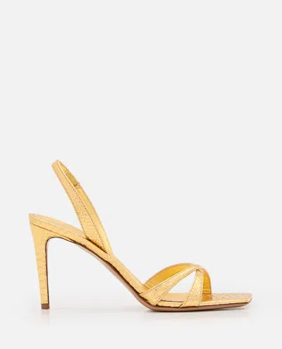 Paris Texas Stiletto 85mm Leather Sandals In Gold