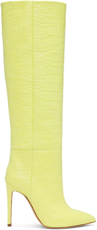 Paris Texas Green Croc-effect Tall Boots In Lime