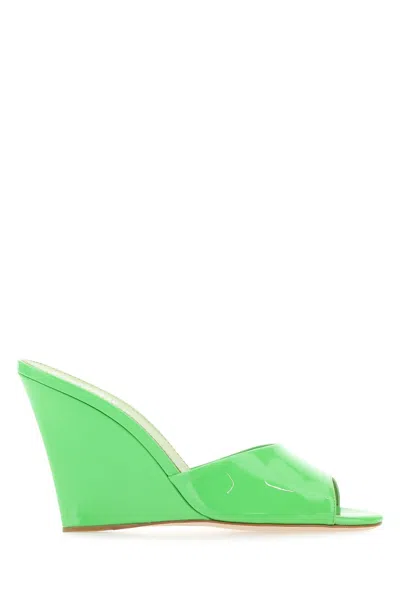 Paris Texas Green Leather Wanda Mules