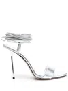 Paris Texas 105mm Guya Metallic Leather Sandals In Silver