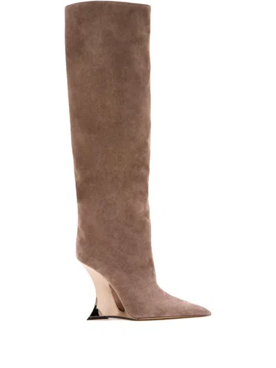 Paris Texas Heel Detail Boots In Brown