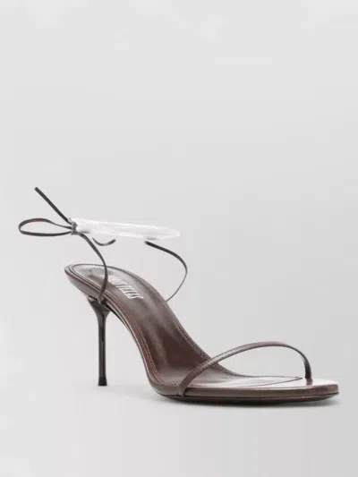 Paris Texas Heel Sandals Ankle Strap Leather Sole In Brown