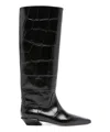 Paris Texas Bettina Croc-effect Leather Boots In Black