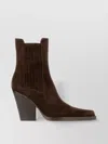 Paris Texas Heeled Boots With Elastic Panels And Suede Finish In Brown