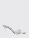 Paris Texas Laminated Leather Lidia Mules In Silver
