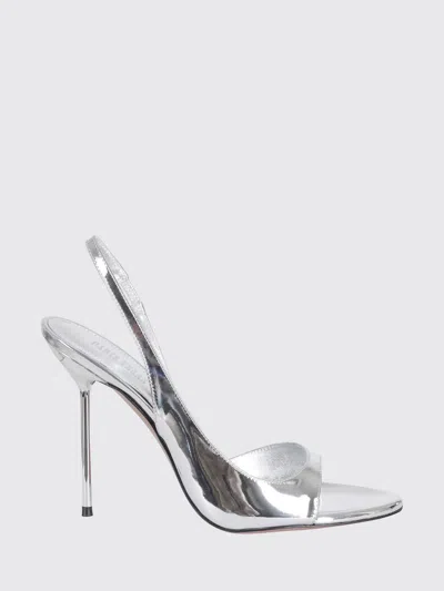 Paris Texas Lidia Metallic Leather Stiletto Slingback Sandals In Silver