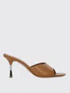 Paris Texas Leather Sabot Mules Metal Heel In Brown