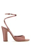 Paris Texas Satin Covered Heel Sandals With Squared Toe In Pink