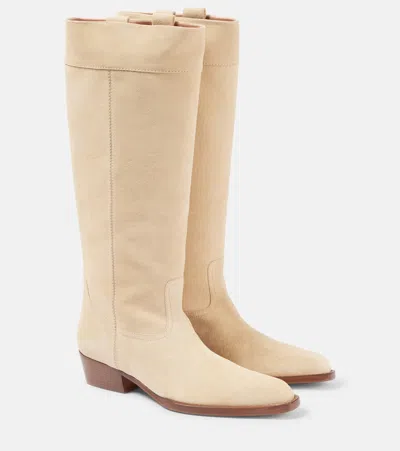 Paris Texas Helena 35 Suede Cowboy Boots In Beige