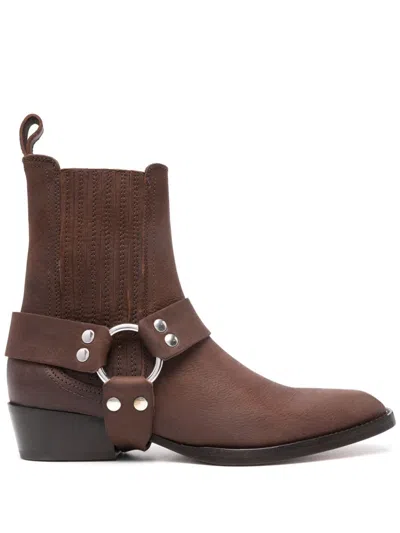 Paris Texas Leather Helena Western Booties 4cm In Brown