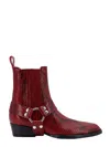 Paris Texas Leather Ankle Boots Metal Strap Detail In Red