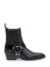 Paris Texas Helena Shiny Vintage Leather Ankle Boots In Black