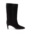 Paris Texas Stiletto Suede Knee Boots In Black