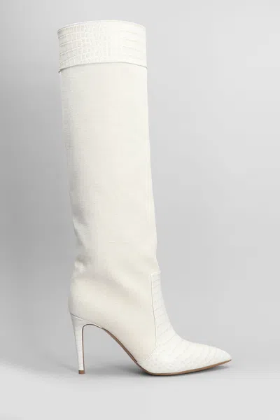 Paris Texas High Heels Boots In Beige Leather And Fabric