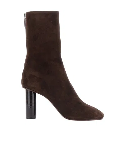 Paris Texas Alice Croc-effect Block-heel Ankle Boots In Brown