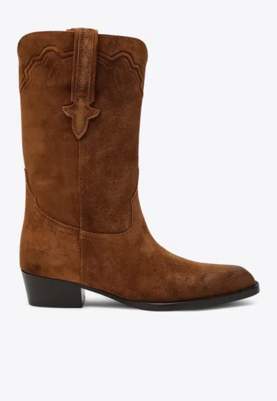 Paris Texas Hilda Suede Cowboy Boots In Brown