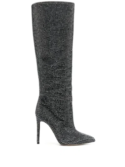 Paris Texas Holly Embellished Suede Boots In Black