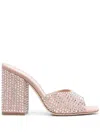 Paris Texas Mule Holly Anja Suede And Crystal Block Heel Mules In Pink
