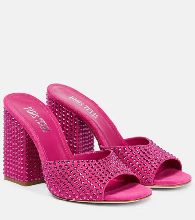 Paris Texas Holly Anja Embellished Suede Mules In Pink Ruby