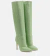 Paris Texas Holly Embellished Leather Knee-high Boots In Peridot