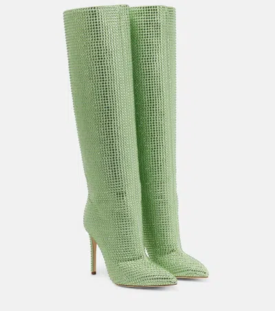 Paris Texas Holly Embellished Leather Knee-high Boots In Peridot