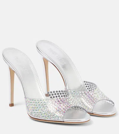 Paris Texas Holly Embellished Pvc Mules In Iridescent