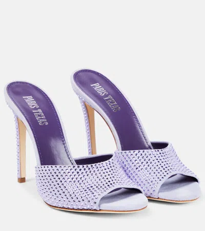 Paris Texas Holly Embellished Suede Mules In Light Amethyst