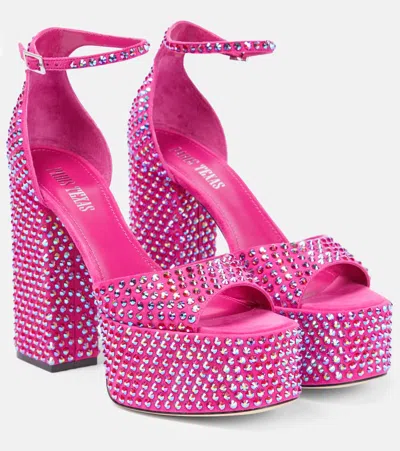 Paris Texas Holly Nicole Leather Sandals In Iridescent Pink Ruby