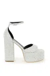 Paris Texas Suede Holly Fiona Ankle Strap Sandals With All-over Jewels 1 In Silver