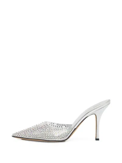Pre-owned Paris Texas Hollywood Crystal-embellished Mules In White