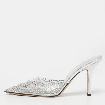 Pre-owned Paris Texas Hollywood Size 40 Transparent/silver Pvc Crystal Embellished Mules
