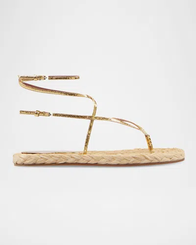 Paris Texas Hydra Metallic Strappy Espadrille Sandals In Gold-naturale
