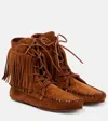 Paris Texas Indiana Fringed Suede Ankle Boots In Brown