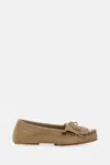 Paris Texas Loafers In Stone Calf Suede Leather In Brown