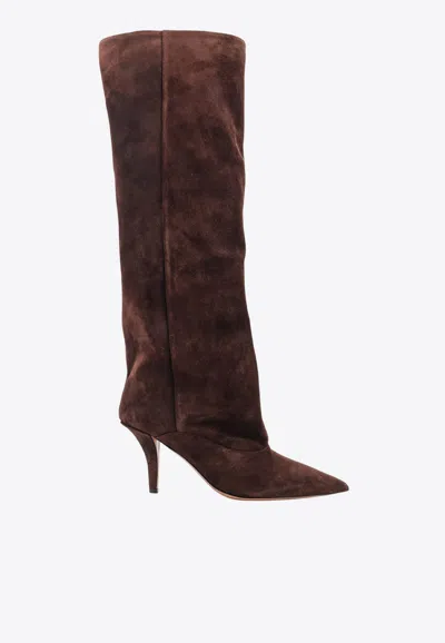 Paris Texas Ines 70 Reverse Knee-high Suede Boots In Brown
