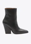 Paris Texas Jane Ankle High Heels Ankle Boots In Black Leather In Black