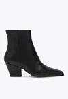 Paris Texas Block Heel Ankle Boots With Pointed Toe In Black