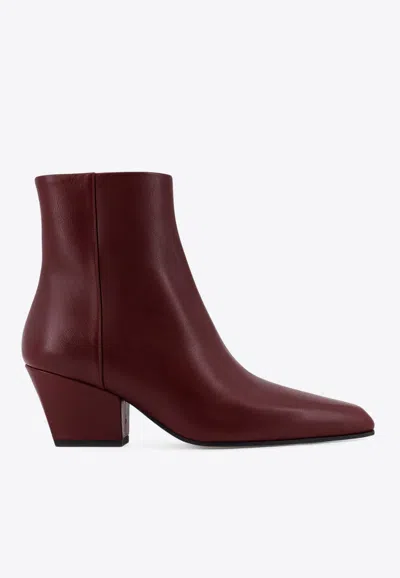 Paris Texas Ankle Boots In Rouge Noir Calf Leather In Burgundy