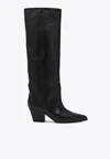 Paris Texas Jane Knee-high Leather Texan Heel Boots In Black