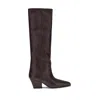 Paris Texas Leather Knee-high Block Heel Boot In Brown