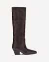 Paris Texas Leather Knee-high Block Heel Boot In Brown