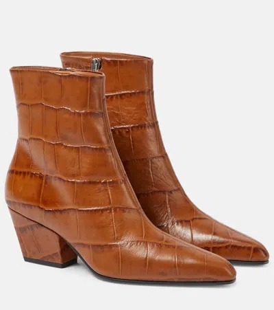 Paris Texas Jane Croc-effect Leather Knee-high Boots In Brown