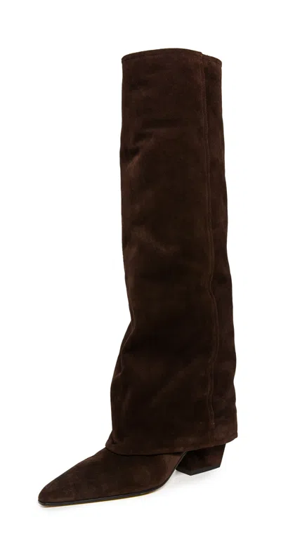 Paris Texas Jane Fold Over Boots 60mm Ebano In Brown