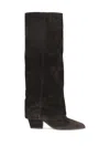 Paris Texas Jane Folded Suede Knee Boots In Brown