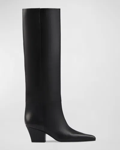 Paris Texas Jane Knee-high Leather Boots In Black